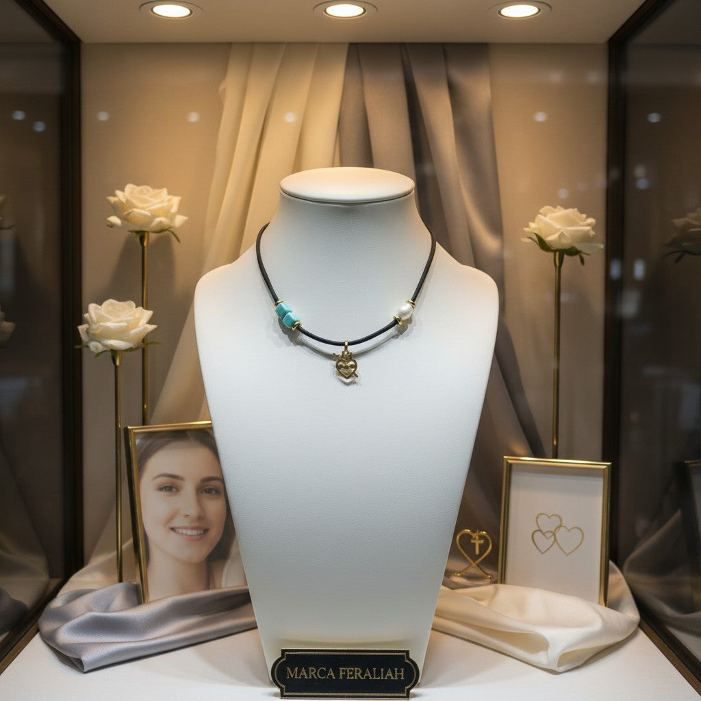 Sagrado corazón de Maria en oro  y verde esperanza plata 925 chapada en oro 18kt