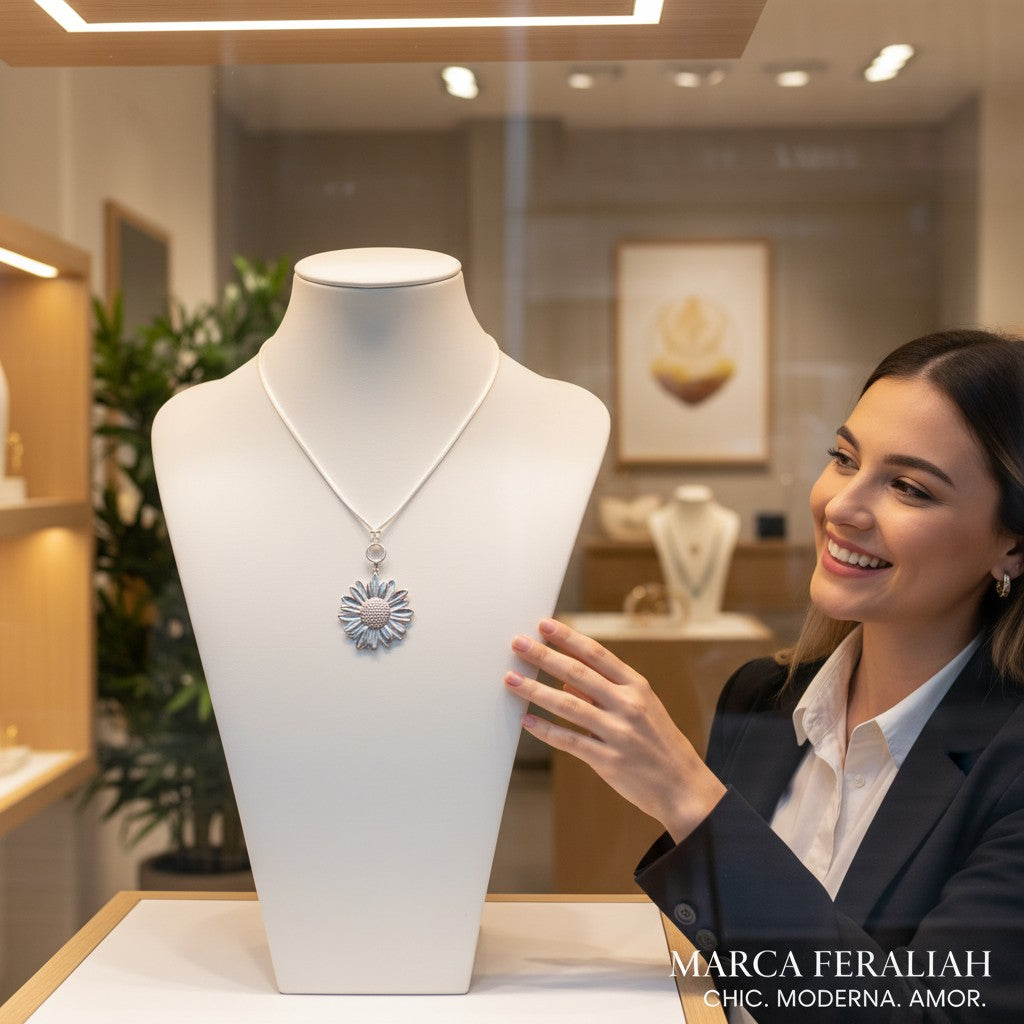 florece en capadocia -Colgante largo ajustable y transformable con flor Margarita