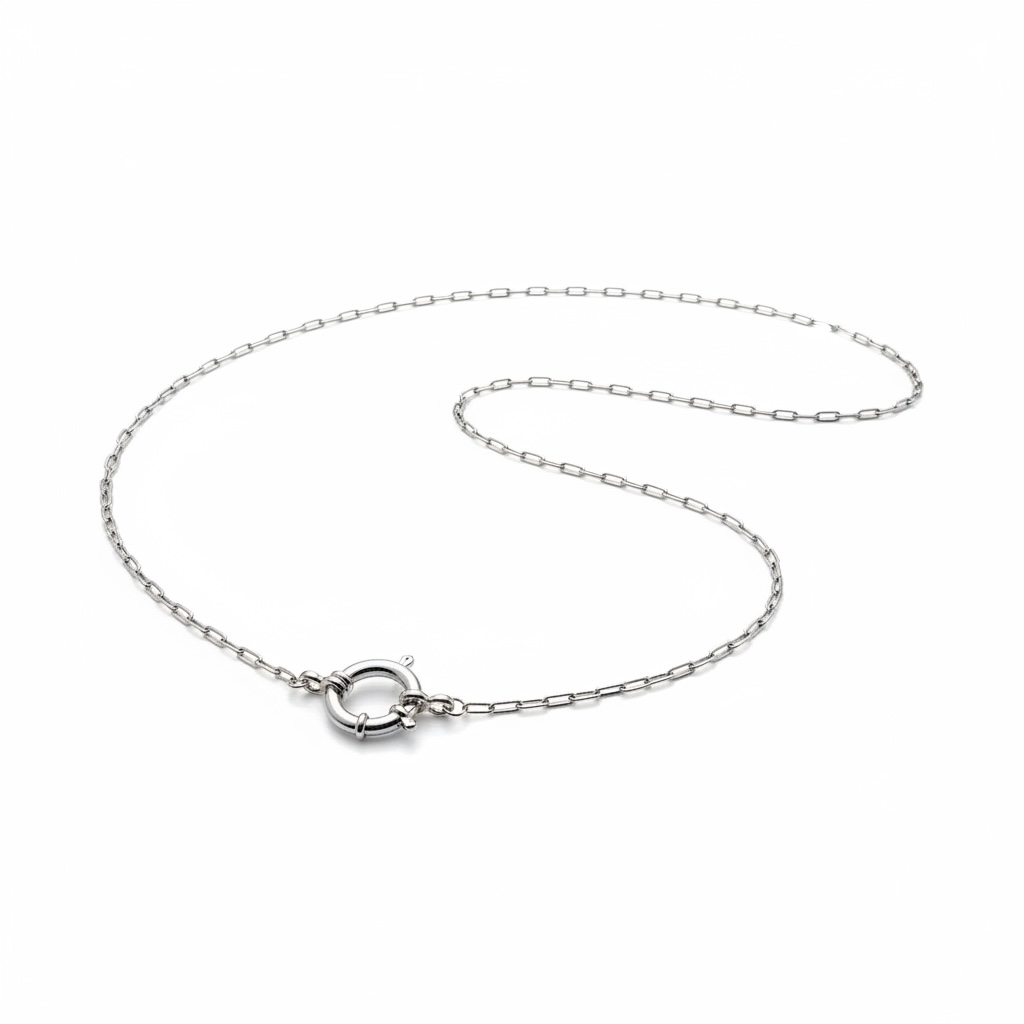 Gargantilla plata cadena diamantada y reasa grande