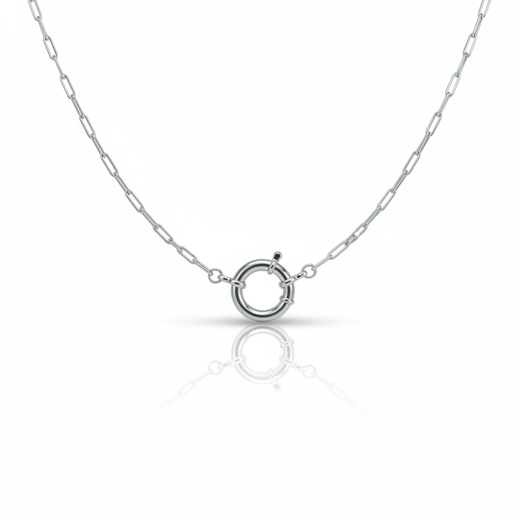 Gargantilla plata cadena diamantada y reasa grande