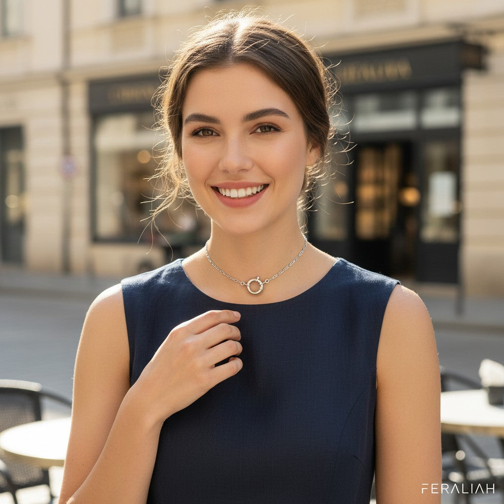 Gargantilla plata cadena diamantada y reasa grande