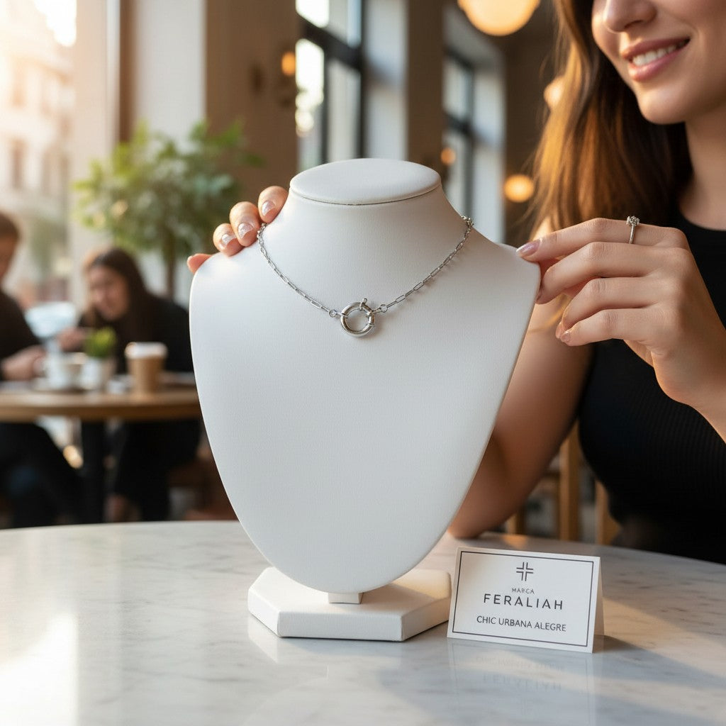 Gargantilla plata cadena diamantada y reasa grande