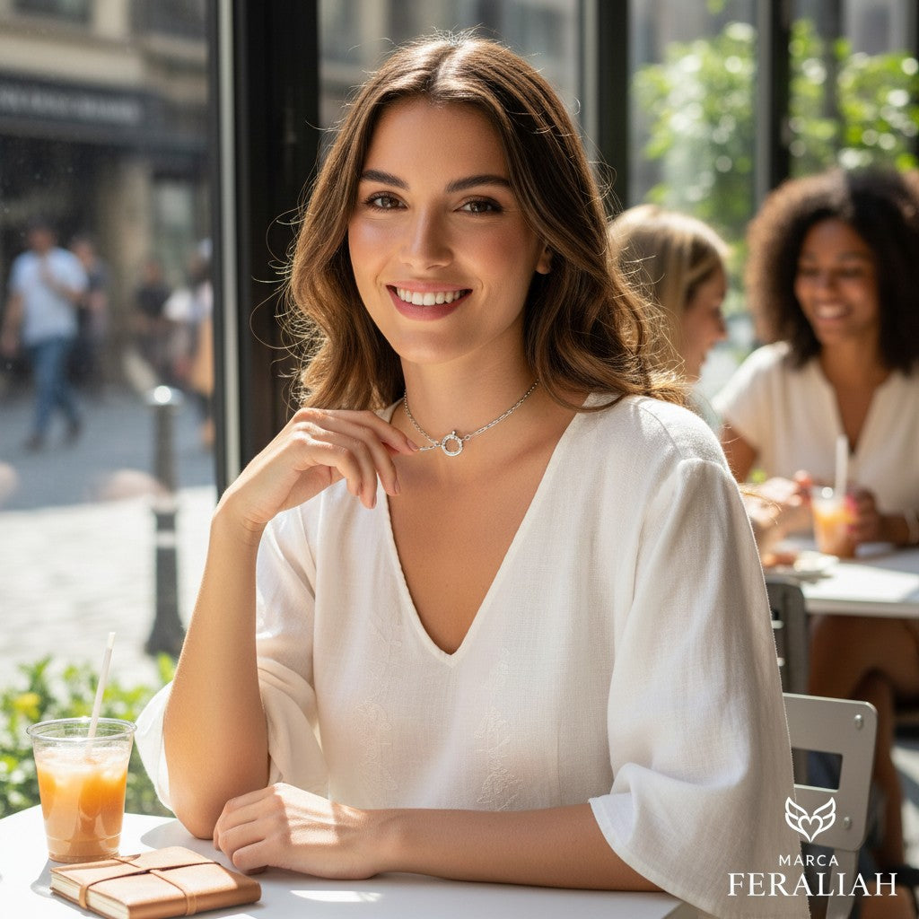 Gargantilla plata cadena diamantada y reasa grande