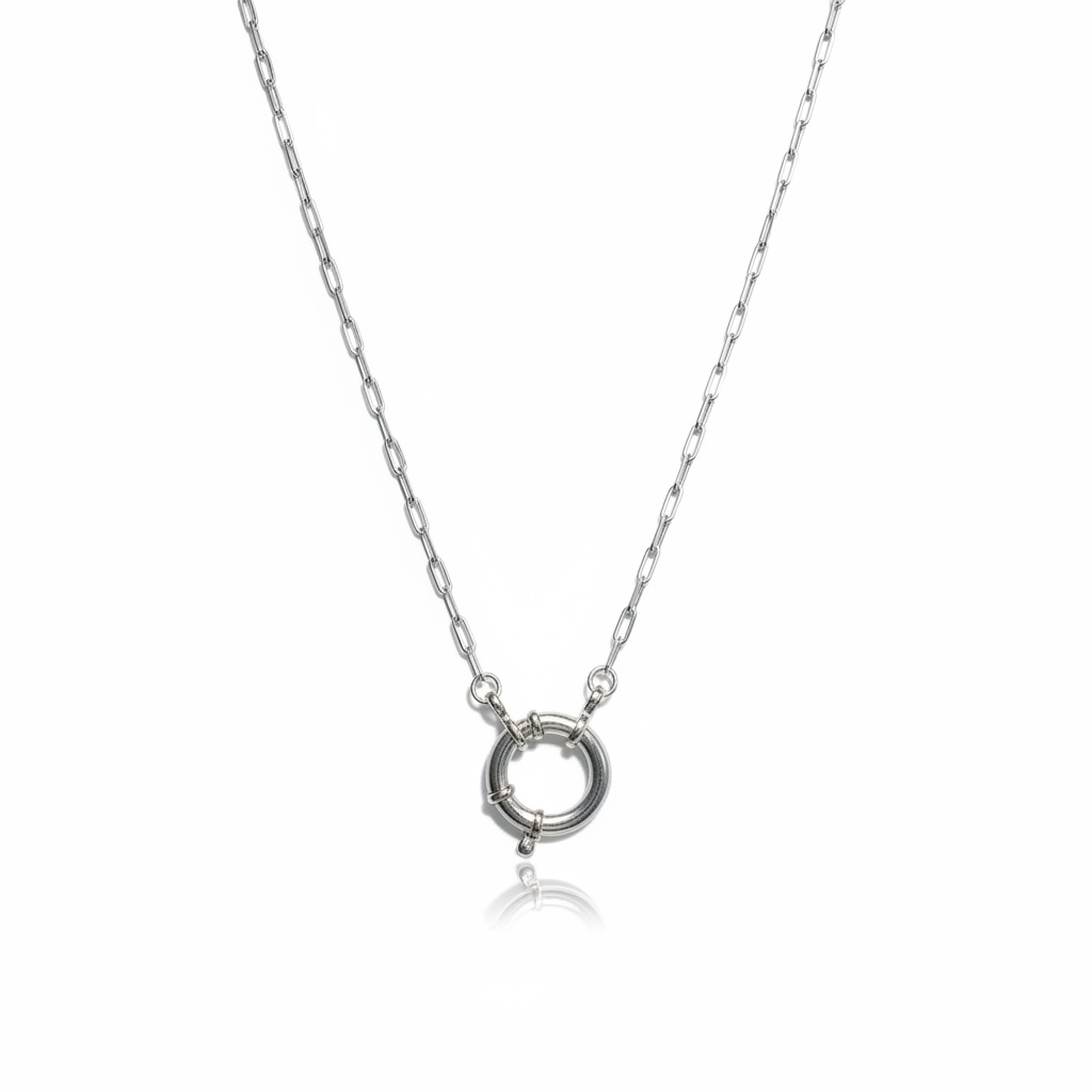 Gargantilla plata cadena diamantada y reasa grande