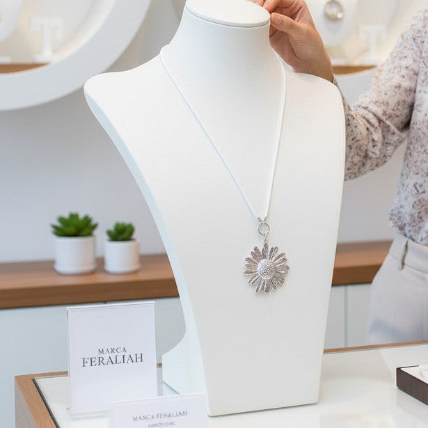 florece en capadocia -Colgante largo ajustable y transformable con flor Margarita