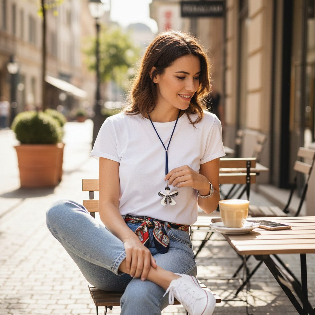 florece en hawai-Colgante largo ajustable y transformable con flor hawaiana