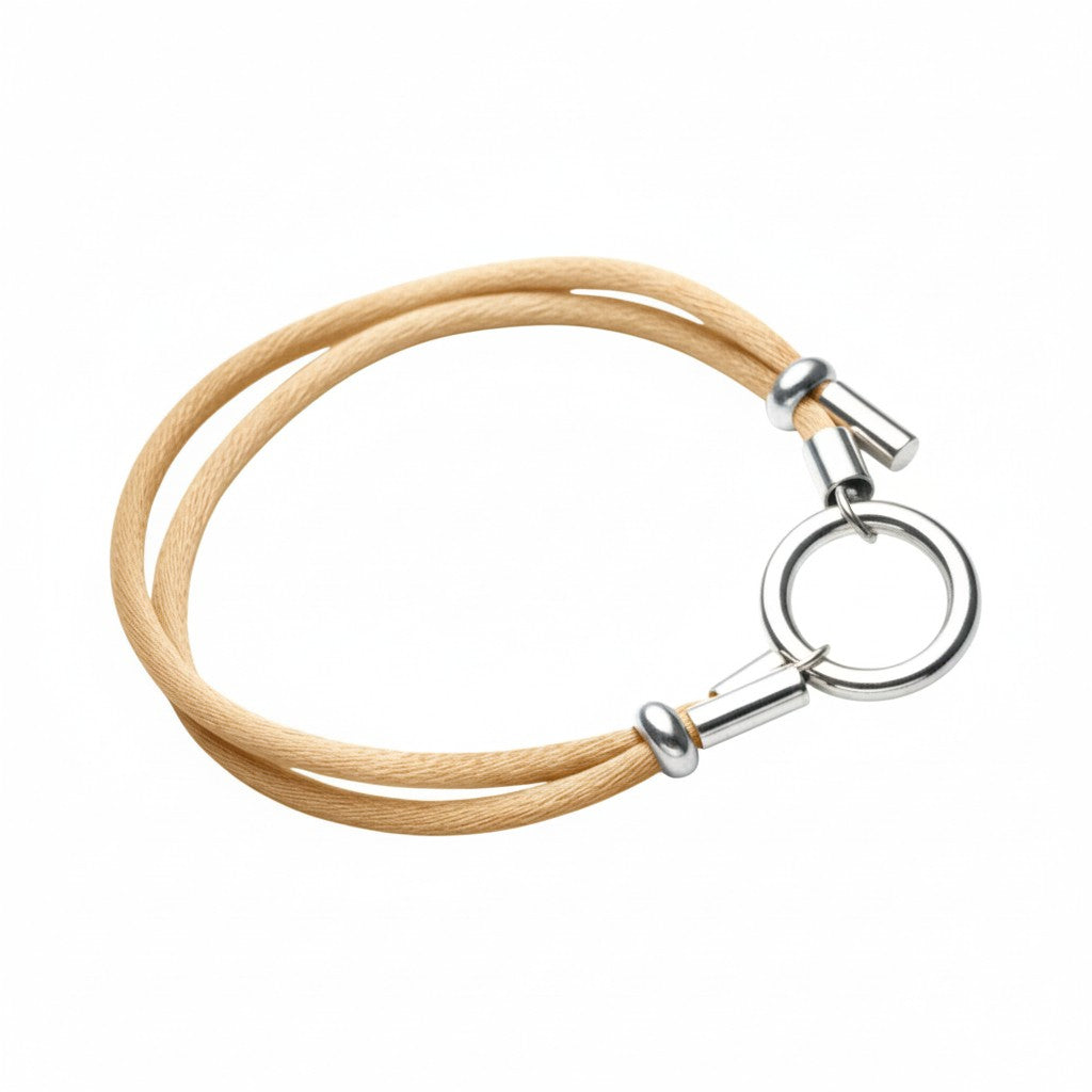 Pulseras de plata con de seda satinada