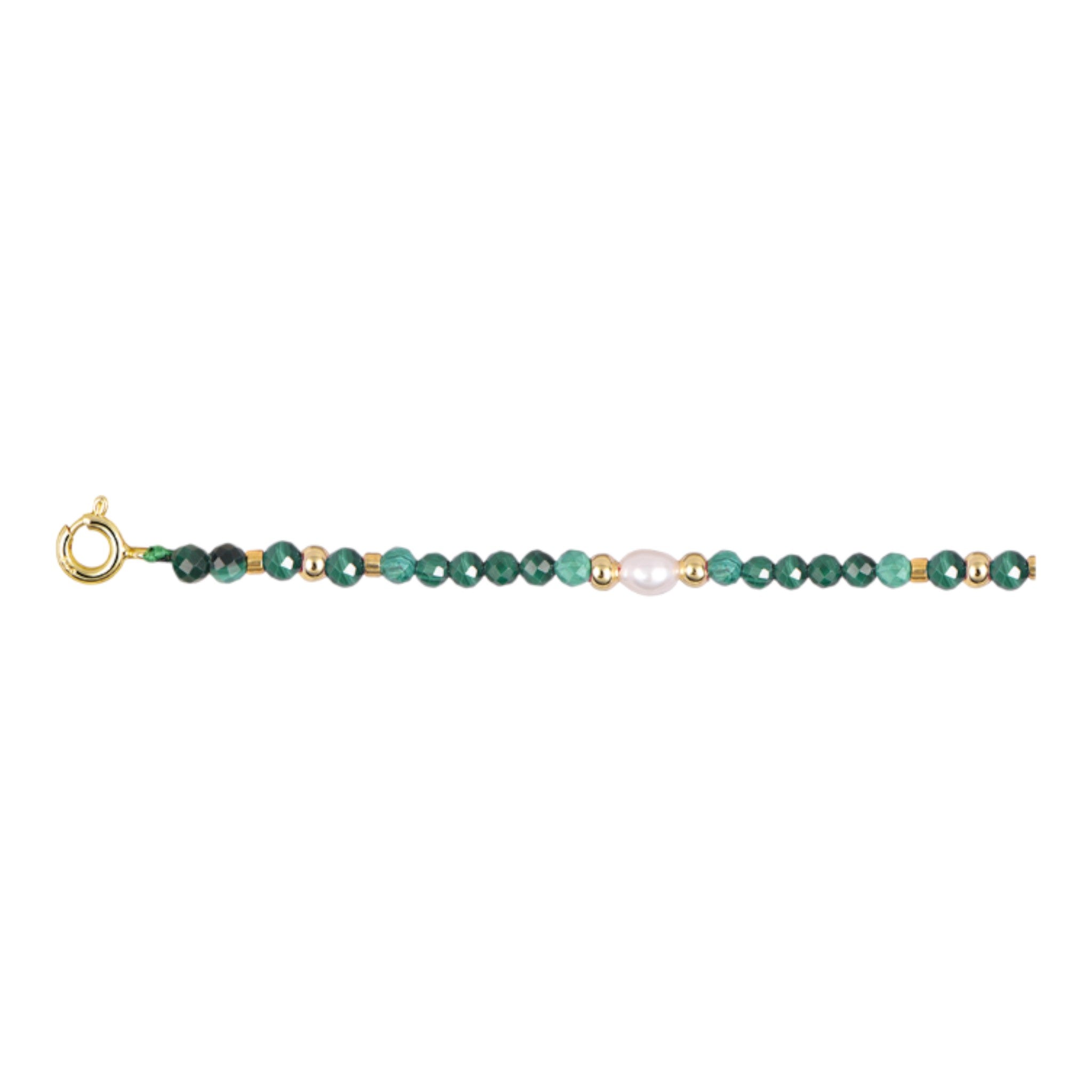 Pulsera de plata 925 bañada en oro con piedras semipreciosas y perla · 3 mm