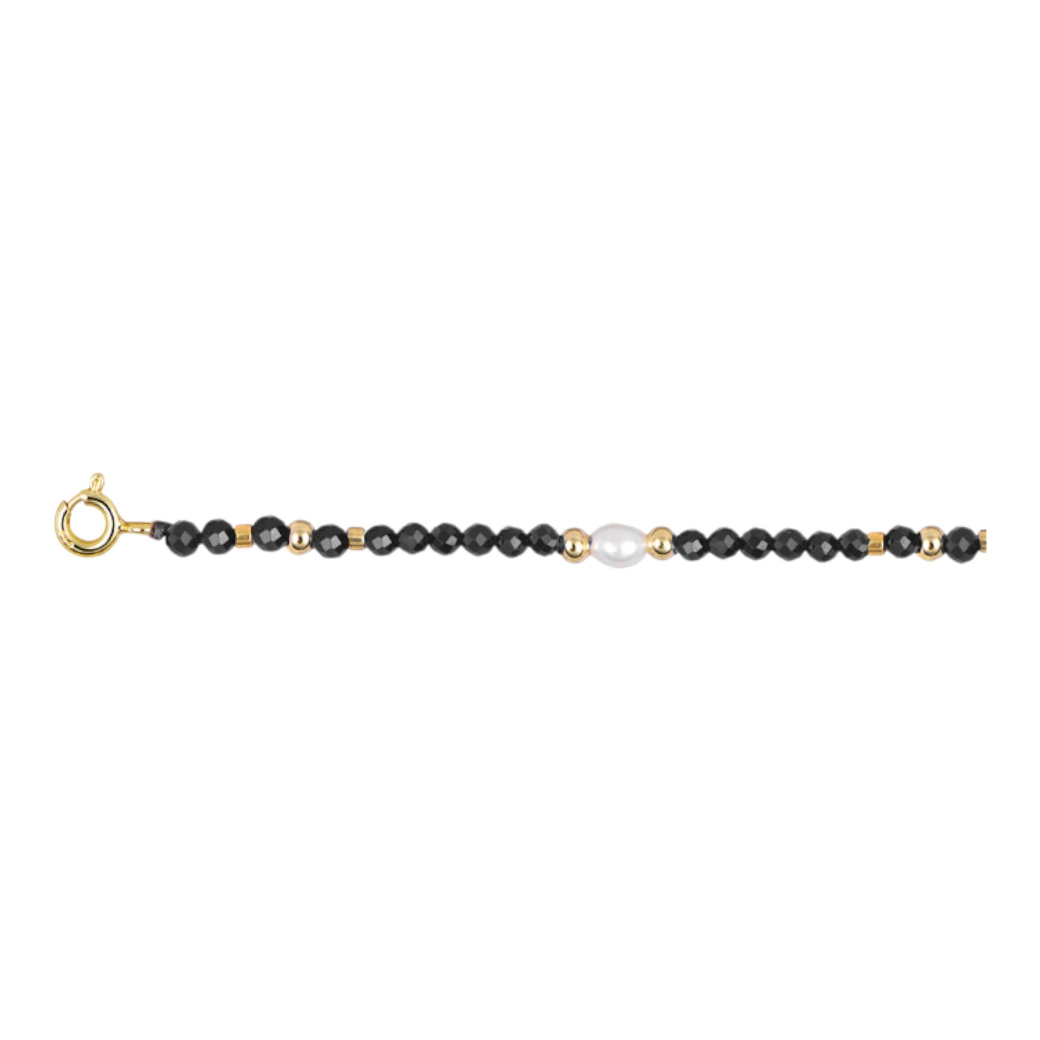 Pulsera de plata 925 bañada en oro con piedras semipreciosas y perla · 3 mm