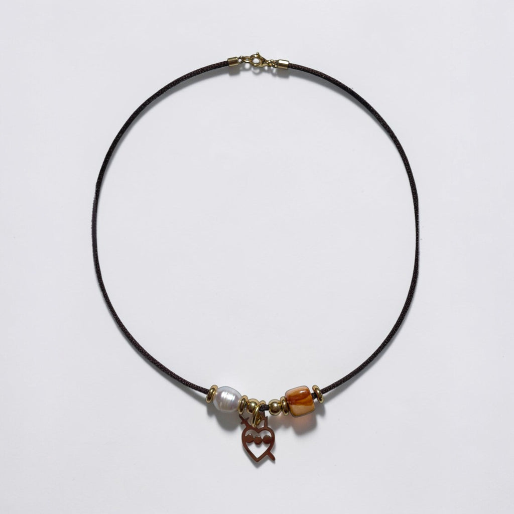 Sagrado corazón de Maria en oro  y Caramelo, plata 925 chapada en oro 18kt