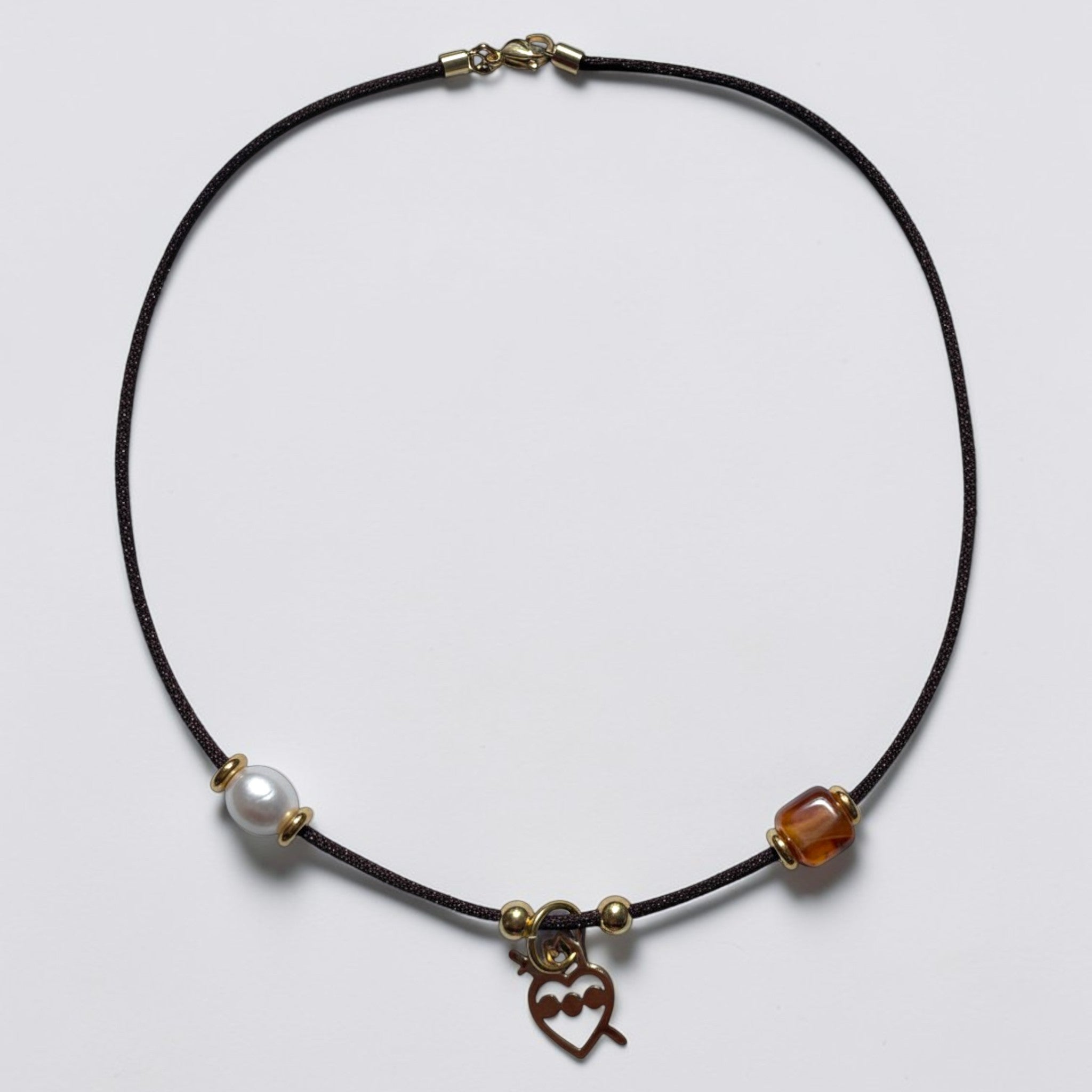 Sagrado corazón de Maria en oro  y Caramelo, plata 925 chapada en oro 18kt